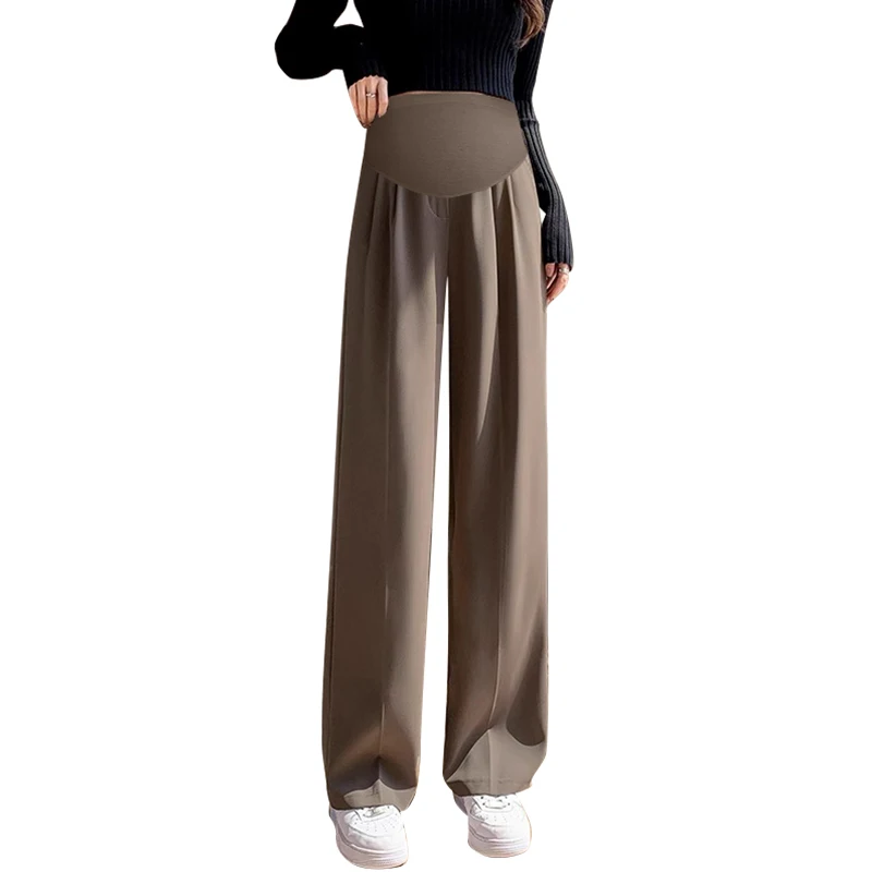 Spring Maternity Suit Pants High Waist Floor-length Pregnant Woman Belly Trousers Elegant Pregnancy Formal Clothes 5