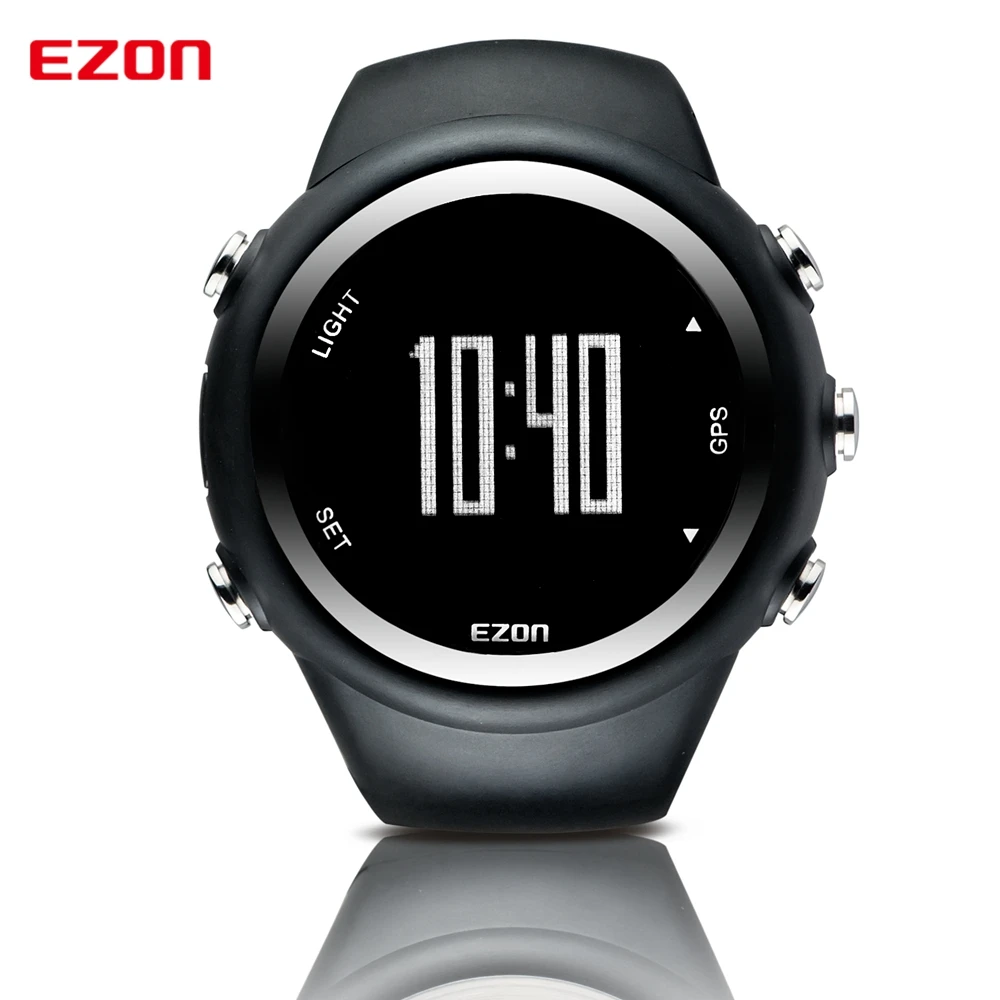 EZON Reloj GPS para correr con alarma de ritmo de distancia de velocidad,  contador de calorías y cronómetro para hombre, T031B01, color negro