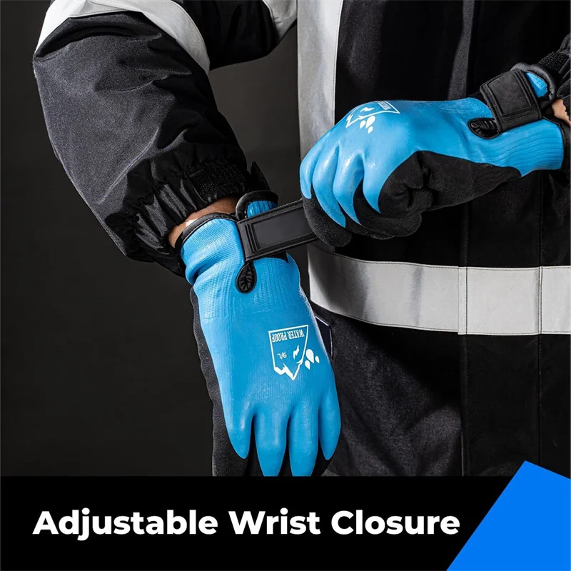 1Pair Winter Waterproof Work Safety Thermal Gloves Anti-Skidding Rubber Garden Fishing Gloves For Worker Builder Hand Protection