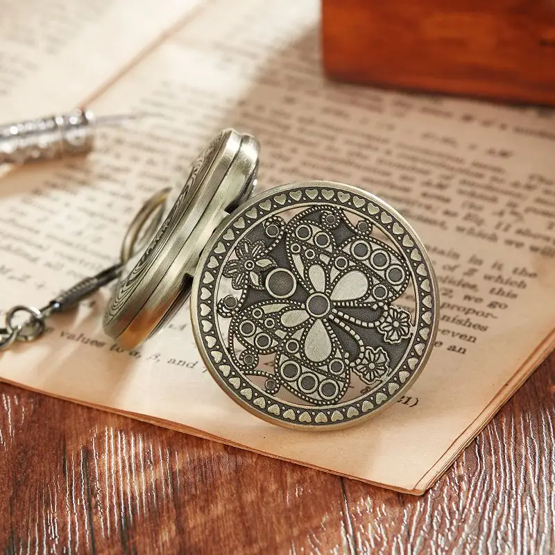 Luxury Butterfly Stainless Steel Men Vintage Pocket Watch Skeleton Dial Hand Wind Mechanical Male Fob Chain Pendant Clock Watch