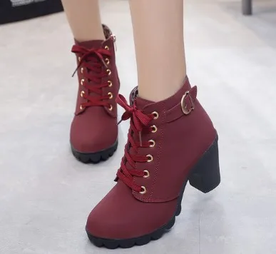 2021 New High-heeled Thick-heeled Casual Women's Boots, Wild Platform Platform Ankle Boots, Round Toe short Ankle Boots