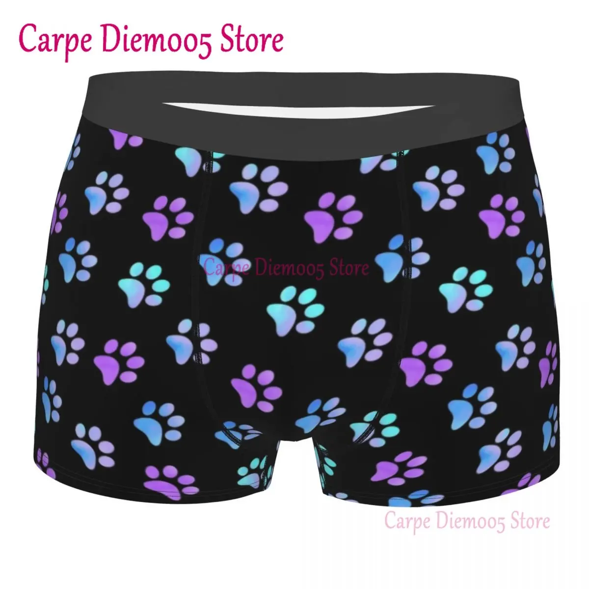 Novelty Blue Purple Galaxy Paw Boxers Shorts Underpants Male Comfortable Animal Pet Briefs Underwear