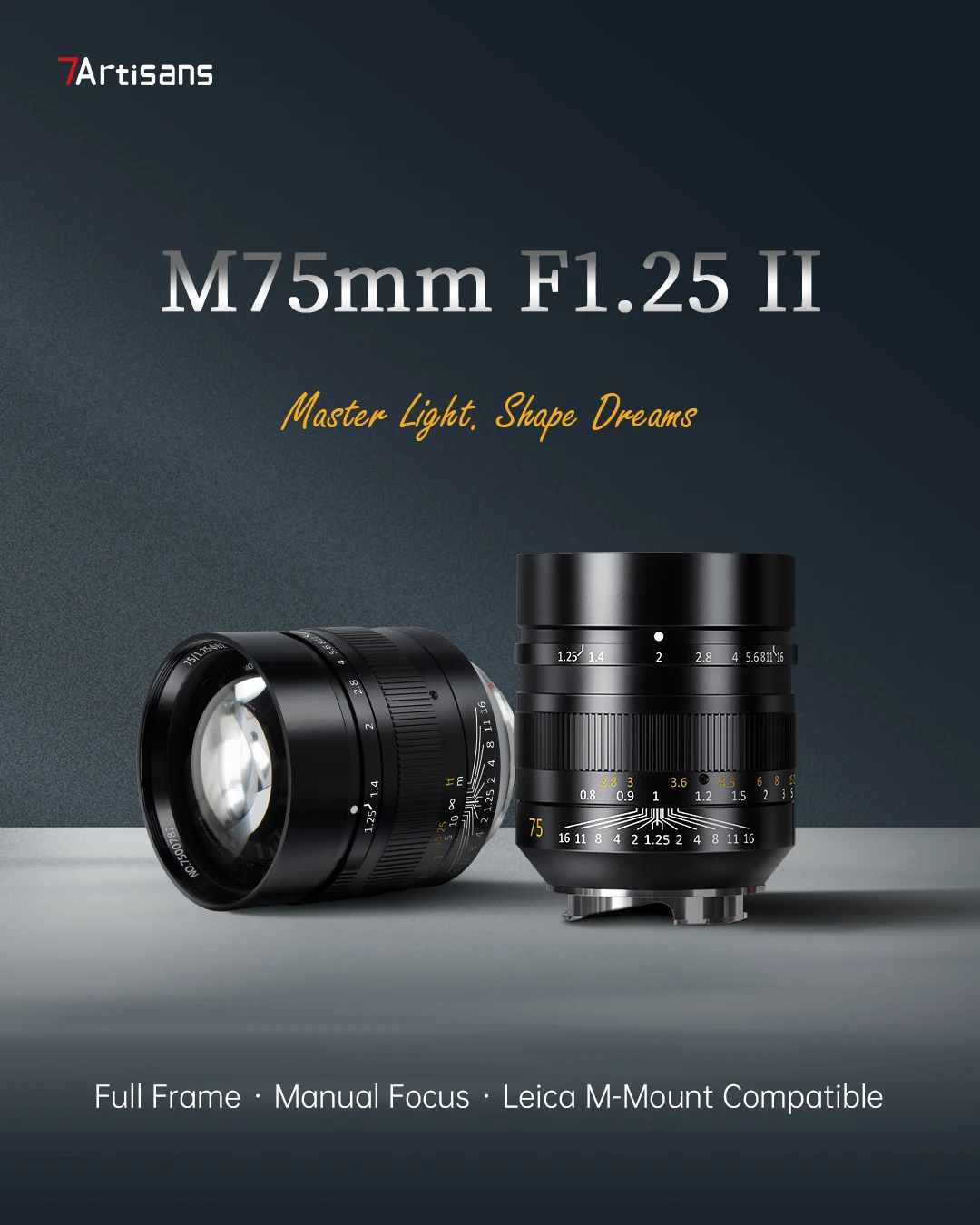 7Artisans 75mm F1.25 II 풀프레임 수동 초점 렌즈 (라이카 M 마운트용)