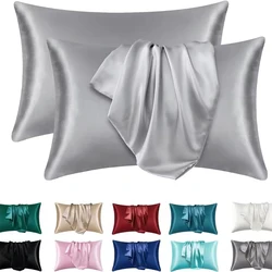 Luxurious Silky Satin Pillowcase - Cooling, Hair & Skin - Friendly, Easy Care - 470*740mm (Light Grey)