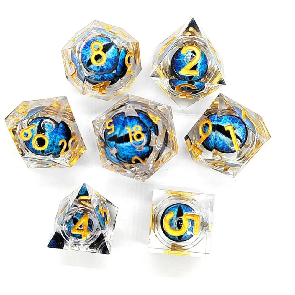 

7PCS Party Toys Resin Dragon Eye Dice Tarot Board Game Home Ornaments Game Dices Crystal Halloween Longan Dice Party