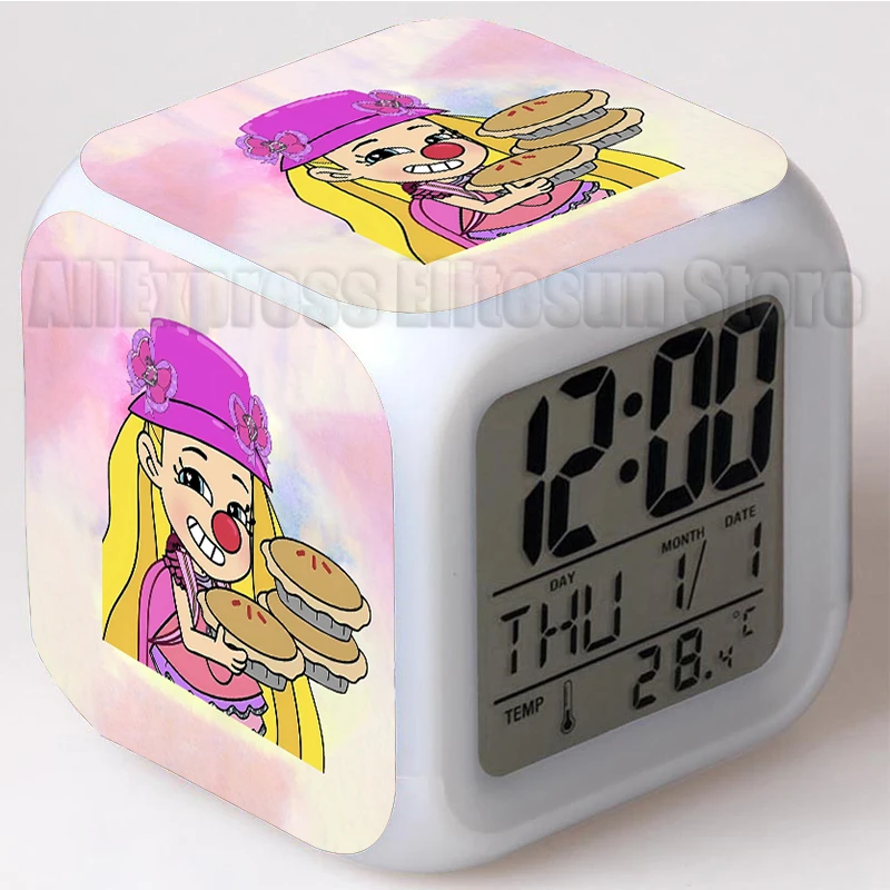 Kids Diana And Roma Show Alarm Clock Watch Table Kids Bell Home Desk Cute Decoration Square Electronic Clock For Student Gifts 5