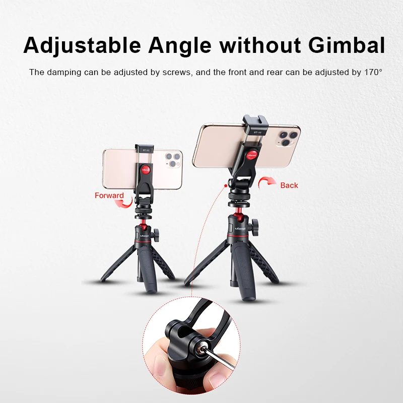 ULANZI ST-10 360 회전 금속 휴대폰 삼각대 마운트 홀더, 마이크 라이트, 캐논, 니콘, , DSLR 카메라, 스마트폰용 콜드 슈 포함