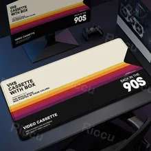 레트로 VHS 스타일 마우스 패드 Xxl 컴퓨터 대형 마우스 패드 미끄럼 방지 게이머 키보드 Mausepad 90x40cm 아트 디자인 HD 데스크 매트 카펫