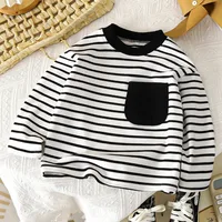 T-shirt rayé pour bébé garçon et fille, t-shirt ample et décontracté, nouveau Design, manches longues, couleur unie, garde au chaud en automne et en hiver 6