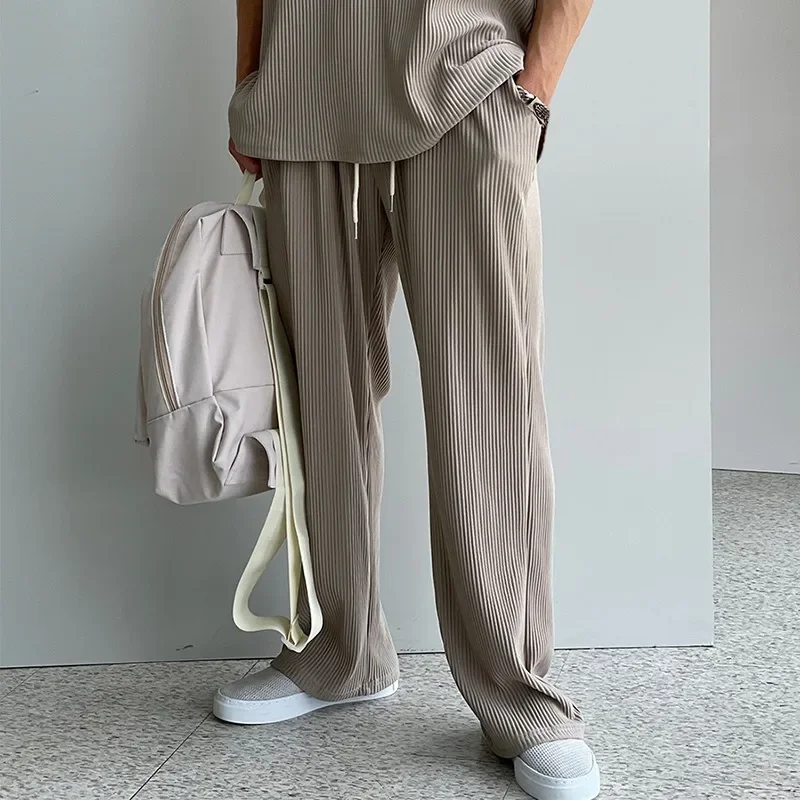 Summer Men\'s Set Korean Fashion Simple Vest Trousers Set Youth Sleeveless T-shirt Trousers Suit Sleeveless + Casual Pant Suit