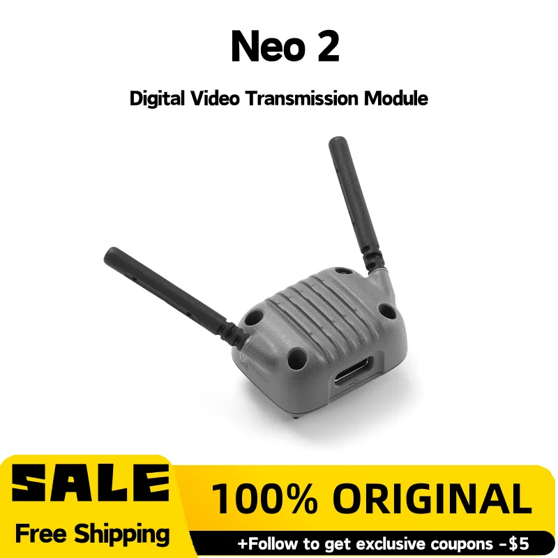 Module de transmission d'image numérique DJI Neo 2, accessoire original pour drone, posé sur fond blanc.