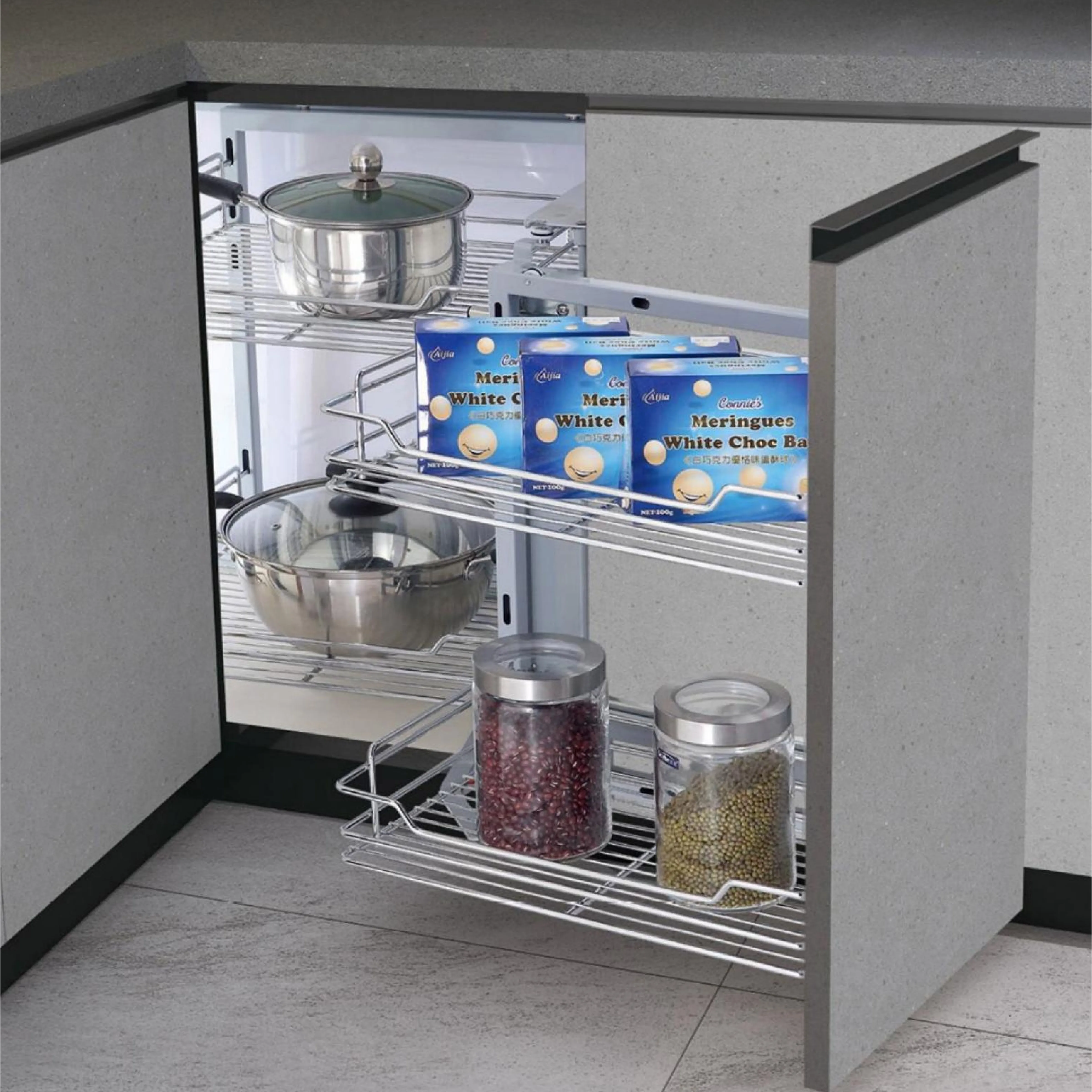 Multi Function Kitchen Cabinet Accessories Pull Out Magic Corner Drawer Basket Kitchen Storage Holder Cabinet Storage