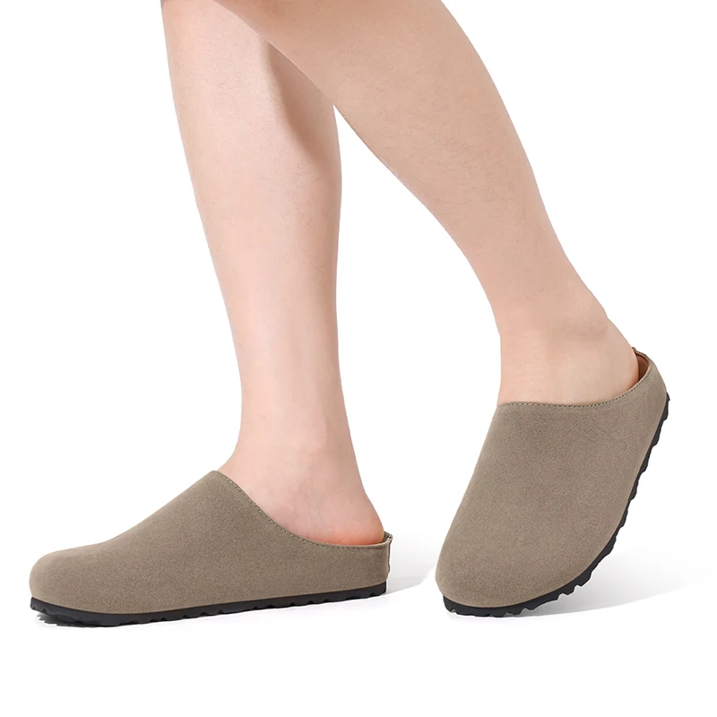Comfortable Suede Mules For Women Flat Backless Slip On House Shoes_voghion.com