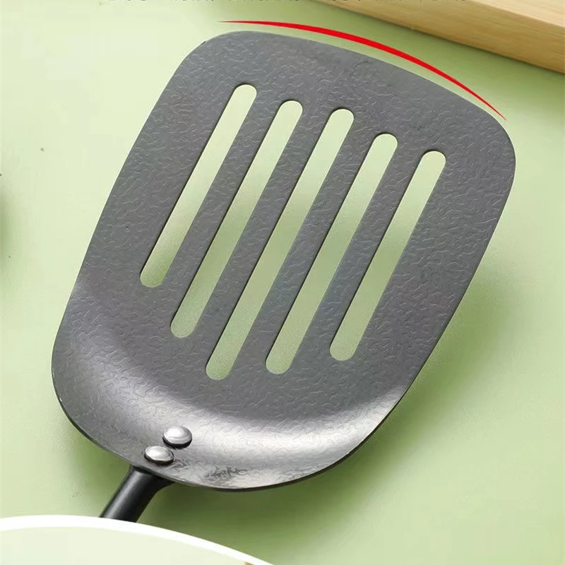 Kitchen Utensils Set Frying Spatula Wooden Handle Stainless Steel Spatula Cooking Anti Scald Stir fry Shovel Home Kitchen Supplies Utensils Colander