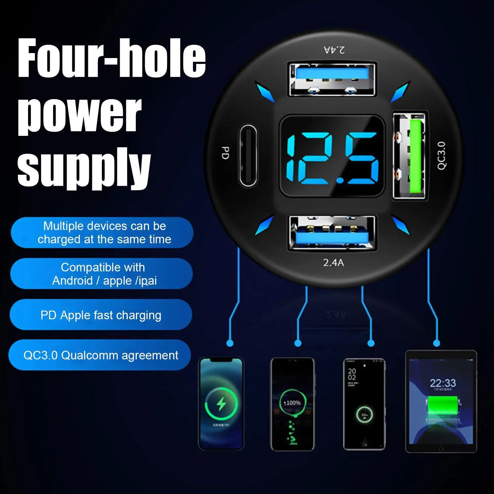 PD20W      , 4 Ʈ USB QC + PD   ޴ ,  A9E8 