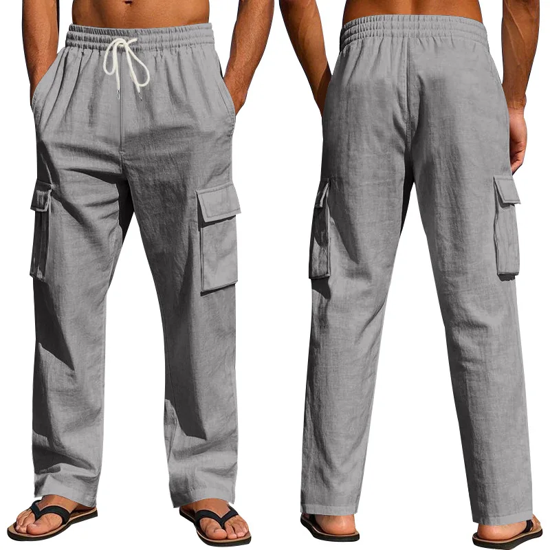Mens Casual Drawstring Elastic Waist Pants