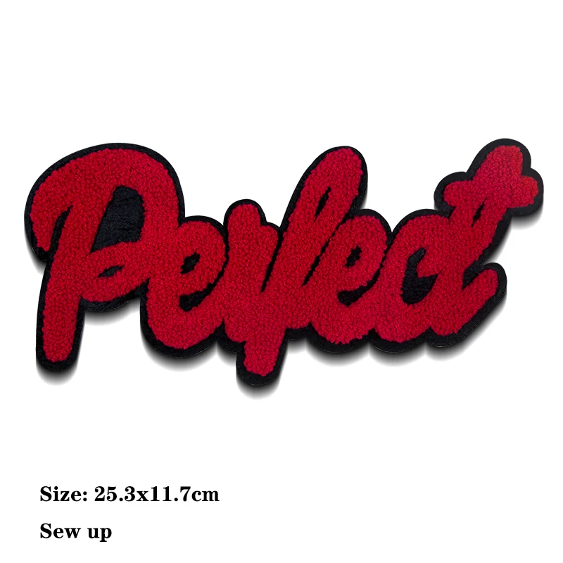 Mode Weiß Brief Patch Chenille Icon Englisch Handtuch Stickerei Applique Patches Für Kleidung DIY Nähen up Patch auf die aufkleber – Detail 5