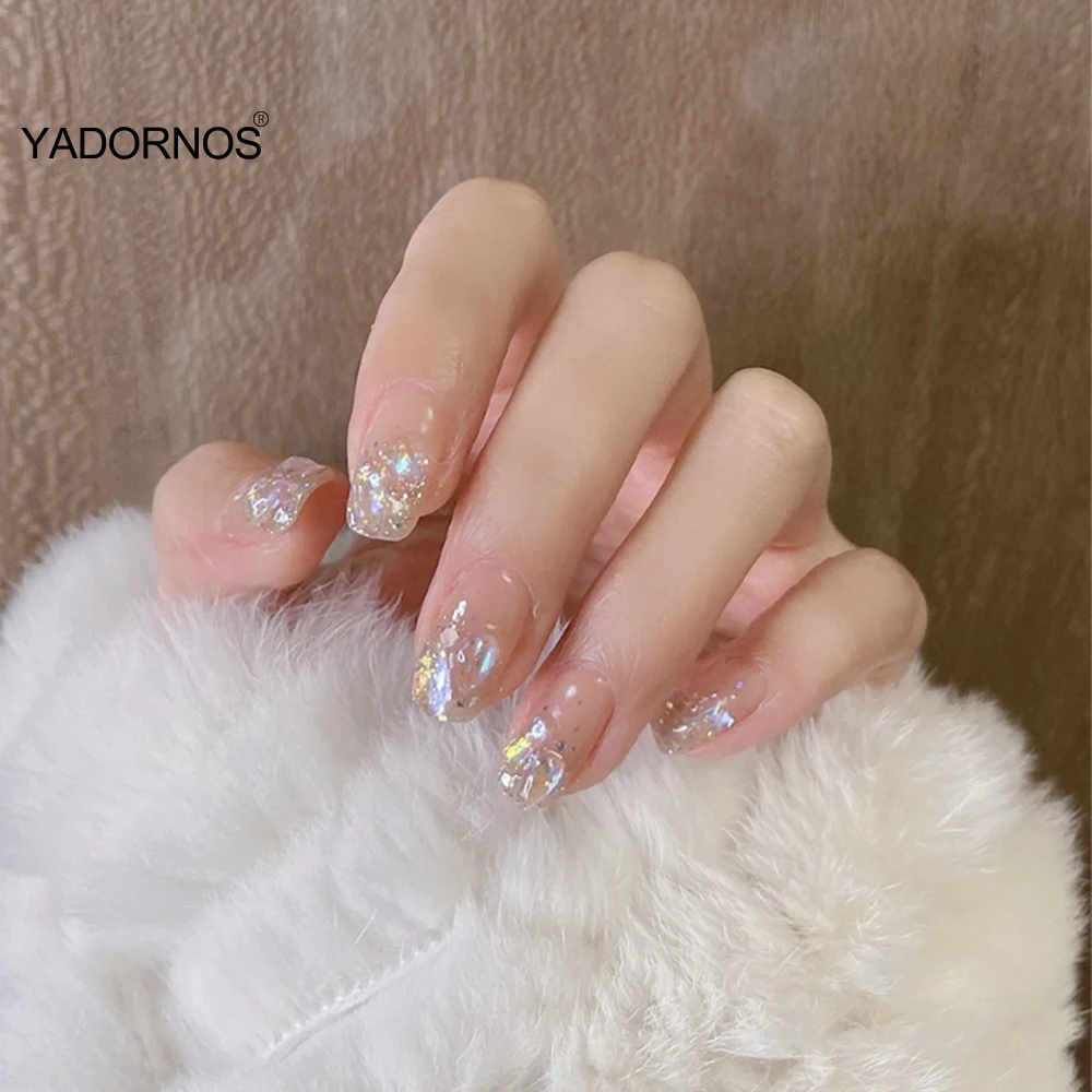 女性と女の子のためのきらびやかなダイヤモンドの偽のネイル 取り外し可能な人工 ネイルアート用 Aliexpress