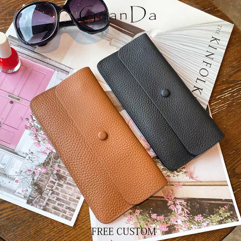 Luxury Design Genuine Leather Card Holder Woman Cowhide Fashion Long Wallet Personalized Envelope Coin Purse Business