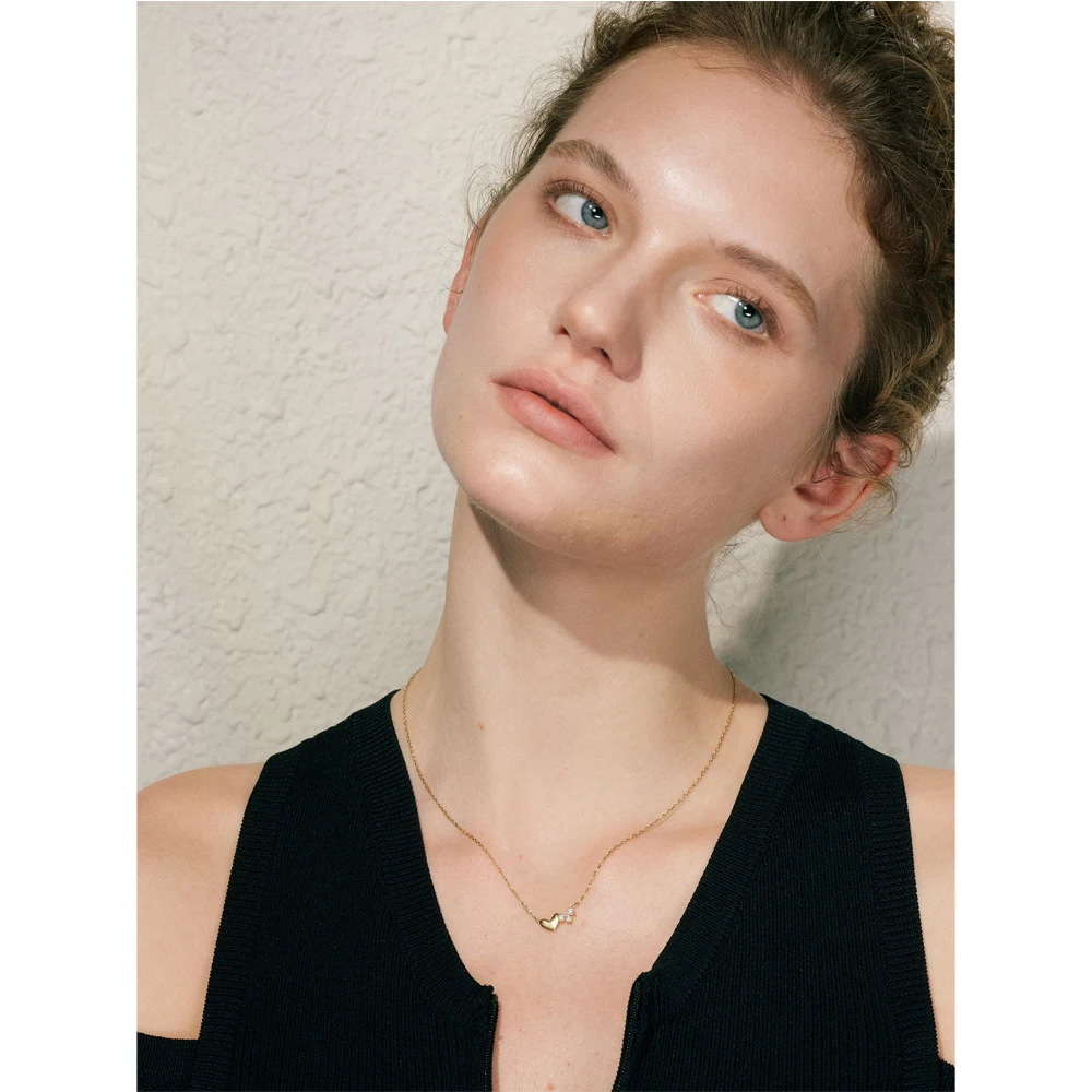 Yhpup Necklace Stainless Steel Zirconia Color, Delicate