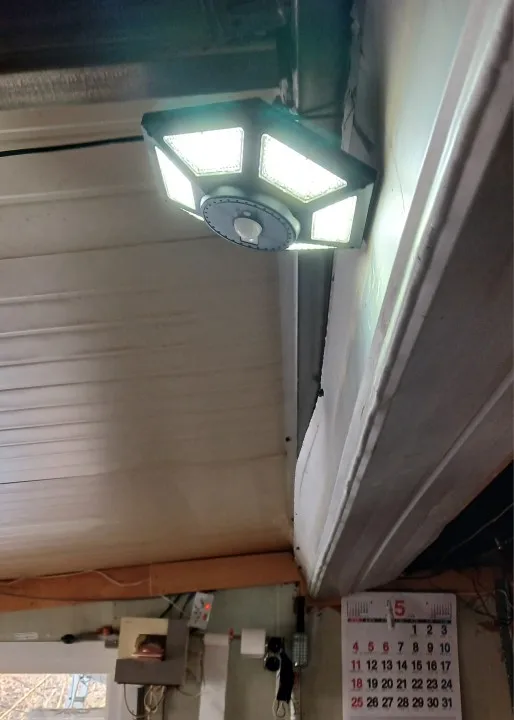 Solar Pendant Shed Lights Outdoor 228 LEDs 5 Modes Solar Motion Sensor Light Waterproof Remote Timers Barn Gazebo Garage Garden photo review