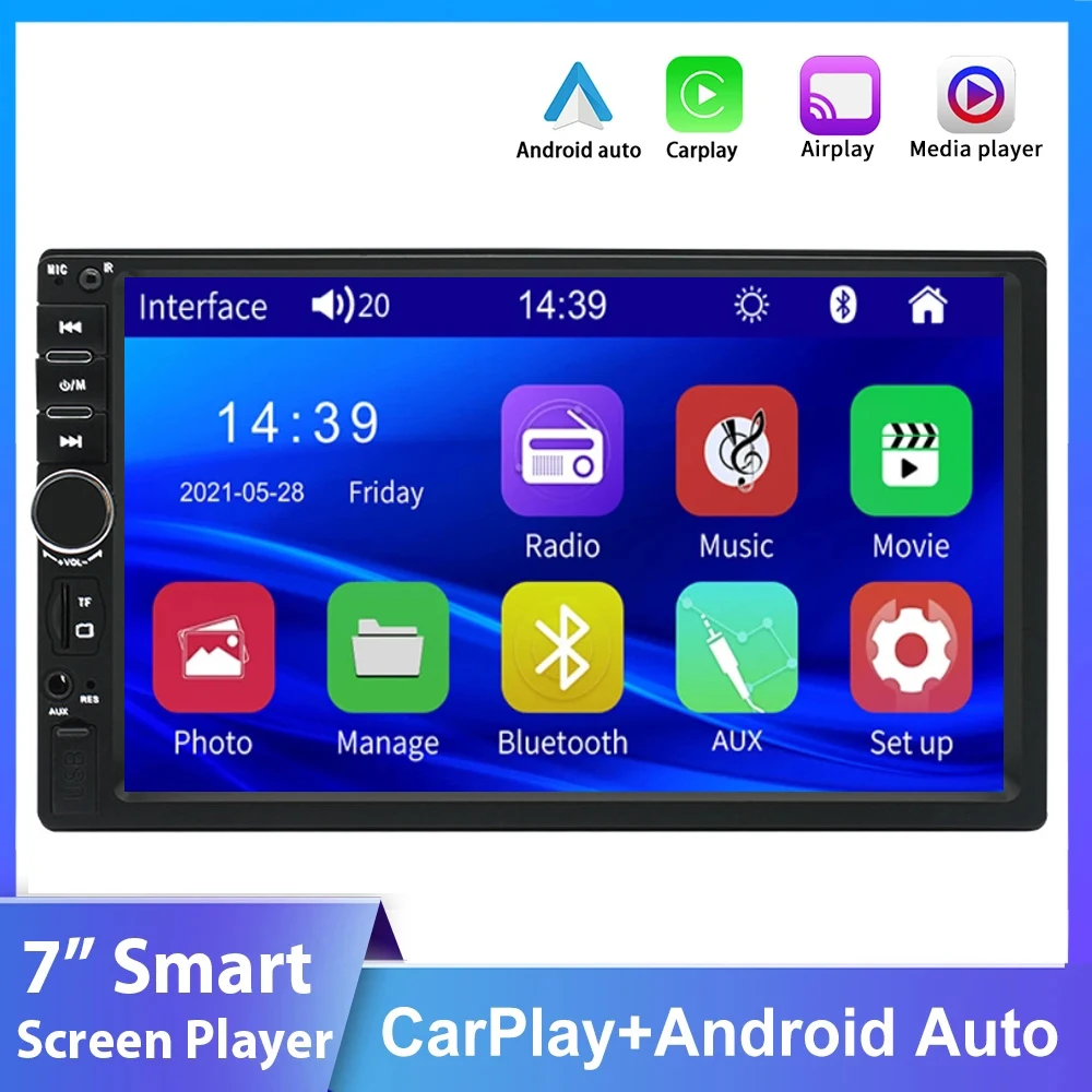 Universal7inchCarRadioHeadUnitGPSNaviMultimediaVideoPlayerAppleCarPlayAndroidAuto