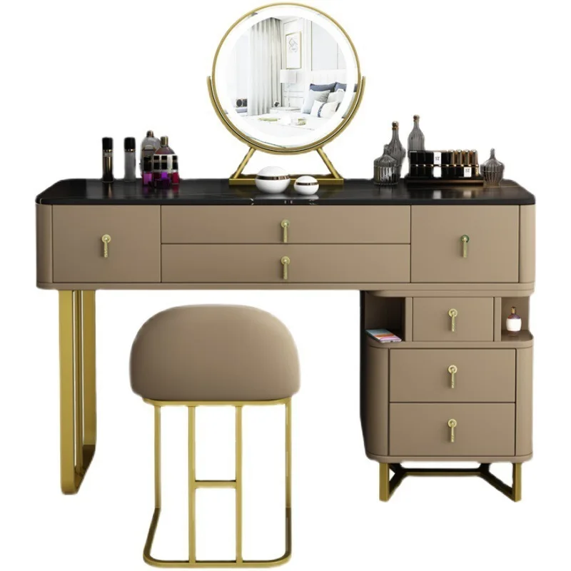 

Light luxury rock board dressing table, modern and simple household storage cabinet, dressing table, integrated small unit with