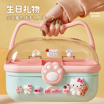 애니메이션 카와이 산리오 헬로 키티 귀여운 만화 어린이 헤어 액세서리 보관함, 머리띠 머리핀 고무 밴드 쥬얼리 상자
