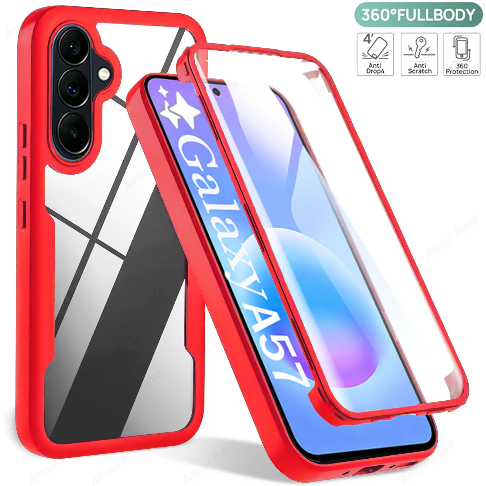 360-Degree Shockproof Clear Phone Case with Full Protection