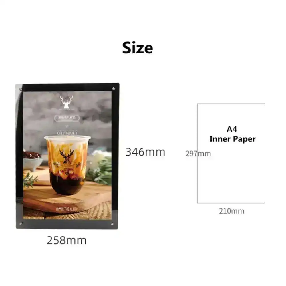 A4 A4 Double Panel Acrylic Sign Holder Wall Mount Poster Frame Clear Floating Frameless Photography Picture Photo Frame