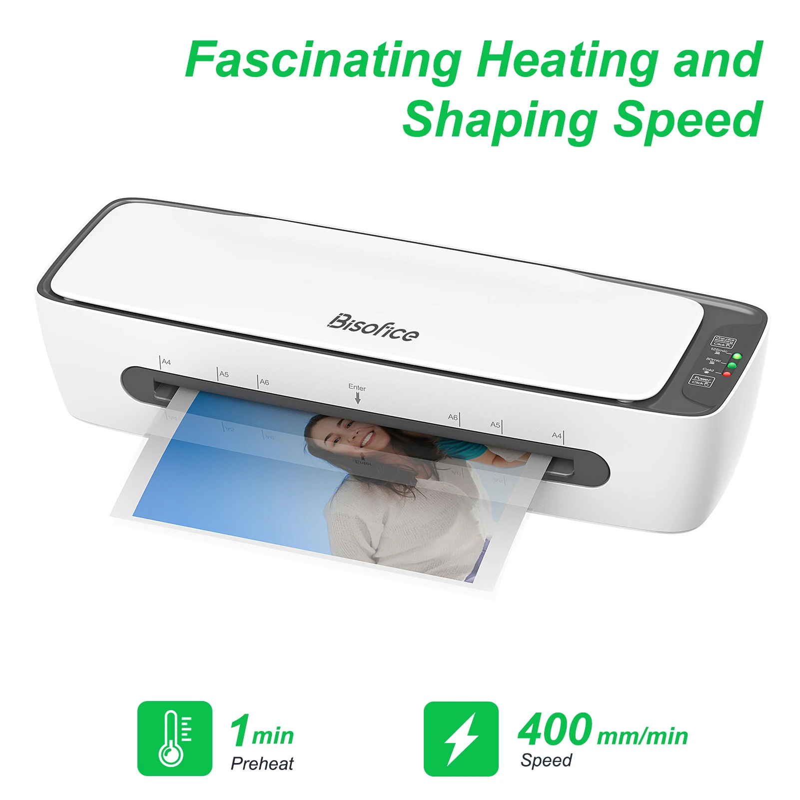 6 in1 SL688 A4 Laminator Machine Set Hot and Cold Lamination 2 Roller System 9 inches Max Width w/ Paper Cutter for Home