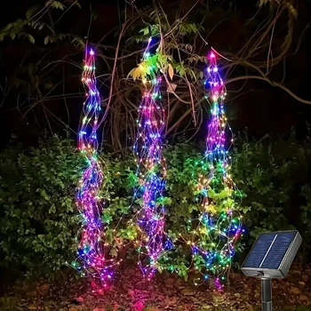 Solar Powered LED Branch Lights With Copper Waterproof Waterfall Light 1