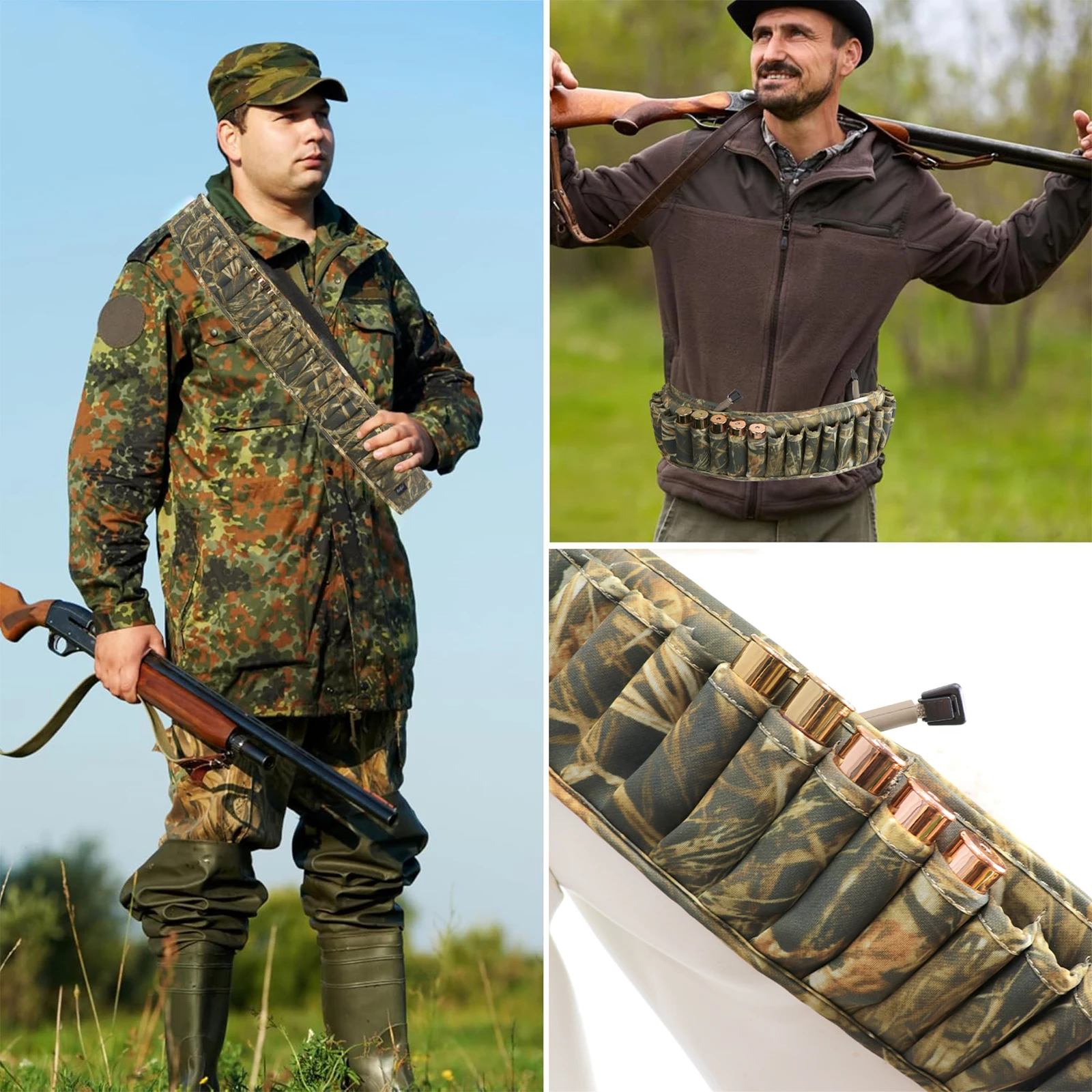 Tactical Hunting Bandolier Camouflage 12/20 Gauge 25 Rounds
