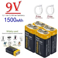 🔋 6F22 9V 1500mAh แบตเตอรี่ลิเธียมไอออนแบบชาร์จไฟได้ USB 9V แบตเตอรี่เหมาะสำหรับมัลติมิเตอร์ไมโครโฟนของเล่นรีโมทคอนโทรล KTV 2