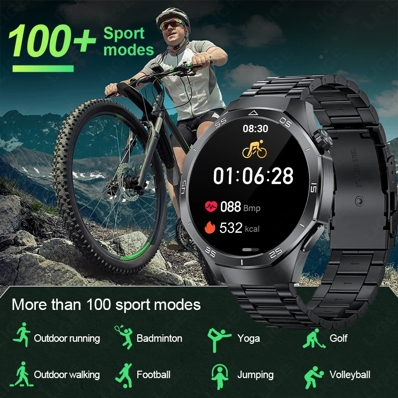 LIGE Outdoor Sports Waterproof Smart Watch Men 1.53" HD Screen Heart Rate Monitor BT Call Fitness Men Smartwatch For Android IOS