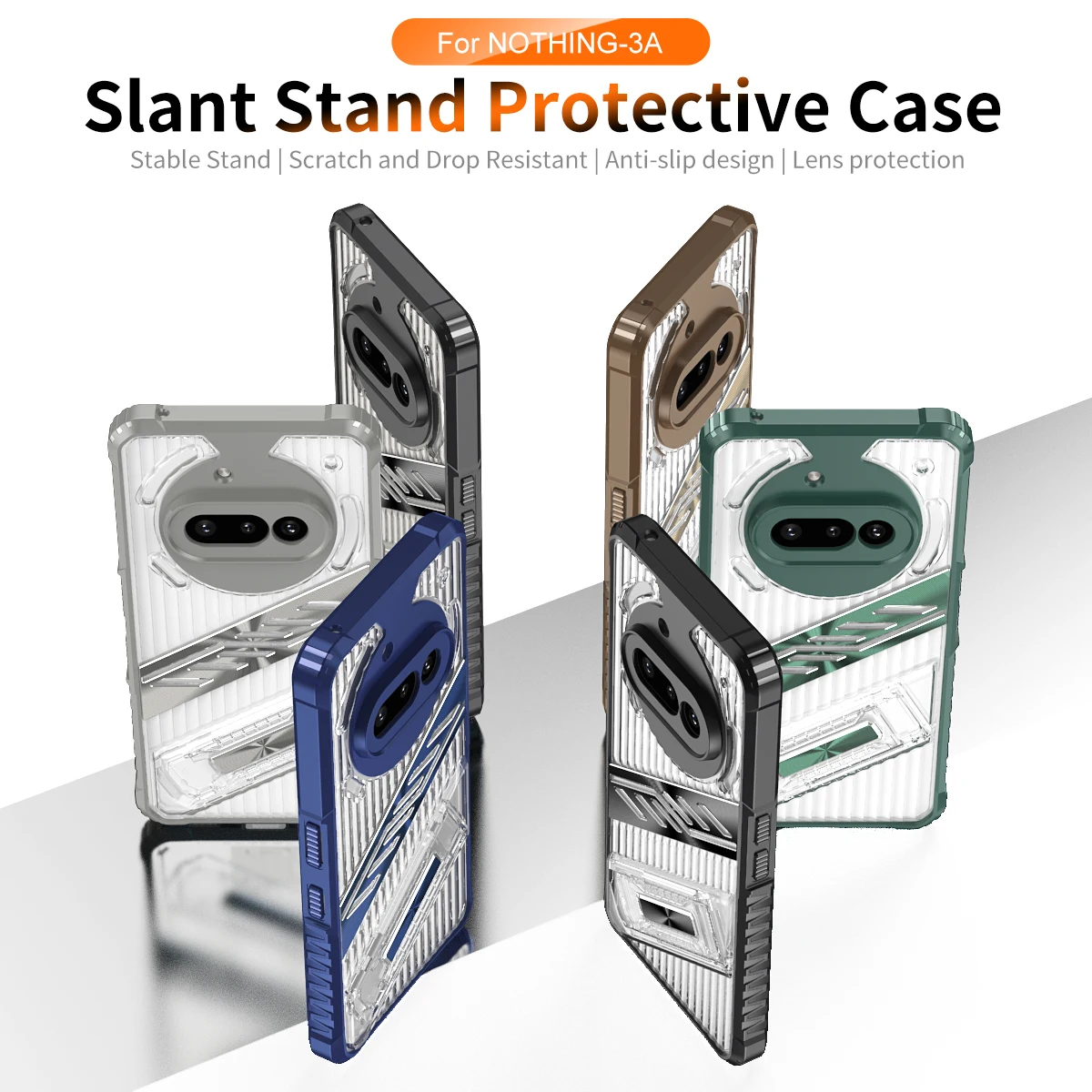 Transparent Shockproof Kickstand Case with Soft Silicone
