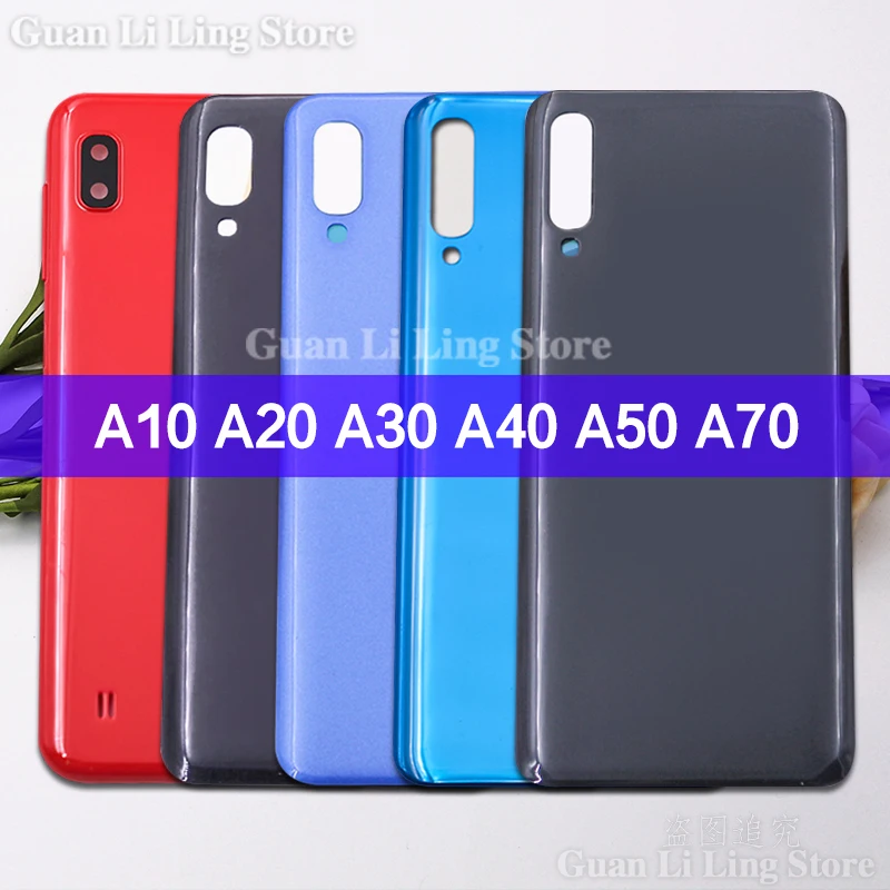 

10PCS/Lot For Samsung Galaxy A10 A20 A30 A40 A50 A70 Plastic Battery Back Cover Rear Door Battery Housing Case Adhesive Replace