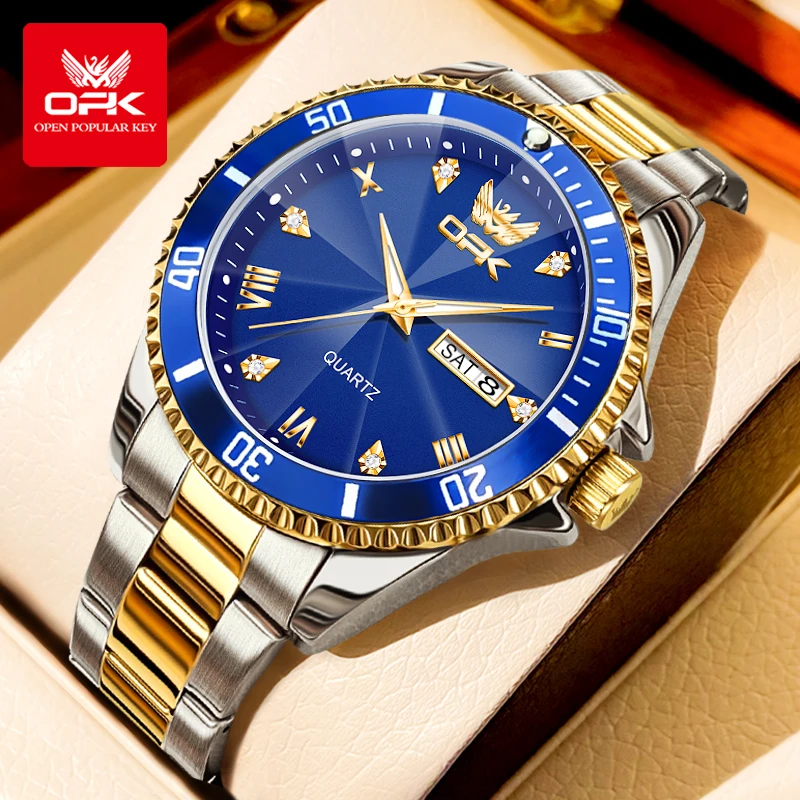 OPK Brand Men's Luxury Gold Waterproof Wristwatch