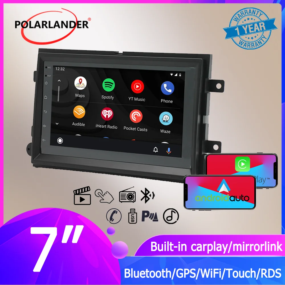 

Car Multimedia Player 1G+16G GPS Navigation MP5 Player Apple Carplay, Android Auto 4 Core Android 2Din 7" Wifi FOR Ford F150