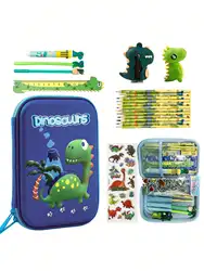 Whimsical 3D Unicorn & Dinosaur Stationery Set - Pencil Case with Supplies (26 pcs Dinosaur)