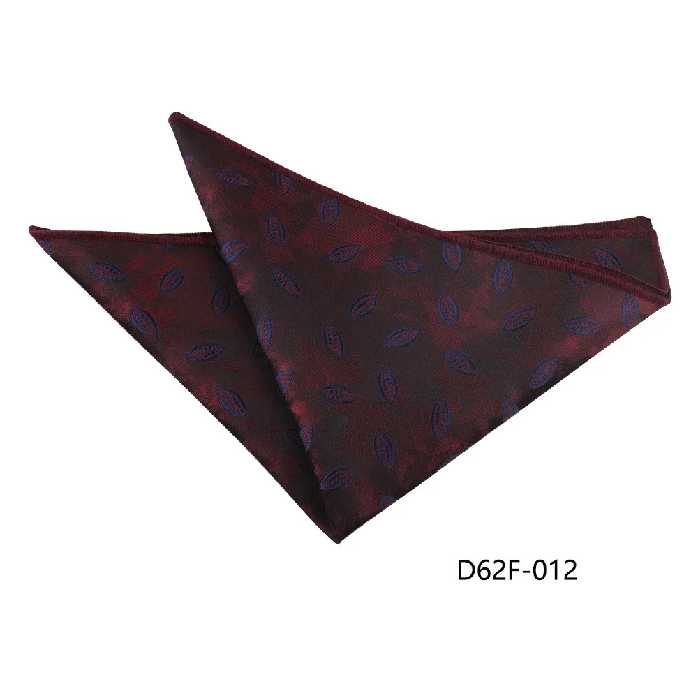 24cm Korean Style Leaf Floral Handkerchief For Men Suits Brown Red Pocket Square Polyester Woven Hanky Small Towel Tuxedo Cravat