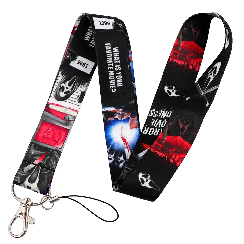 Cordones de terror de Halloween, 20 Uds./lote, venta al por mayor, Anime, teléfono móvil, correas de cuello, llavero, identificación, tarjeta de crédito, soporte para insignia, regalos