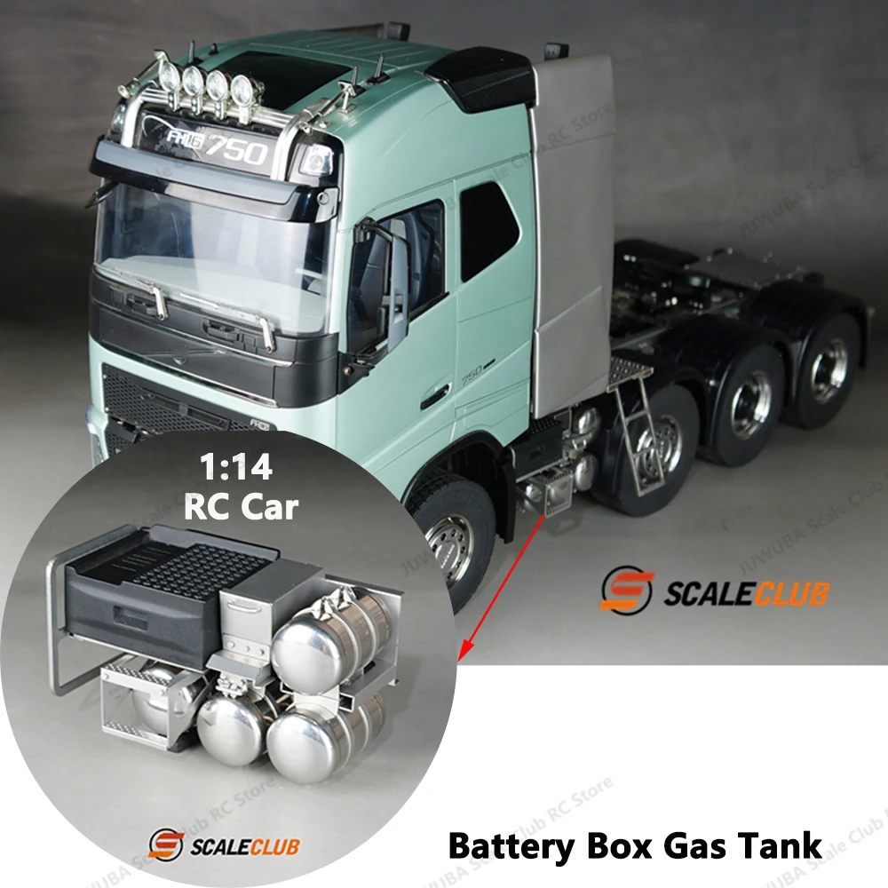 ScaleClub Battery Box Gas Tank Belt Pedal for Tamiya 1/14 RC Truck Trailer Tractor VOLVO FH16 750 Car Diy Parts Accessories Toys