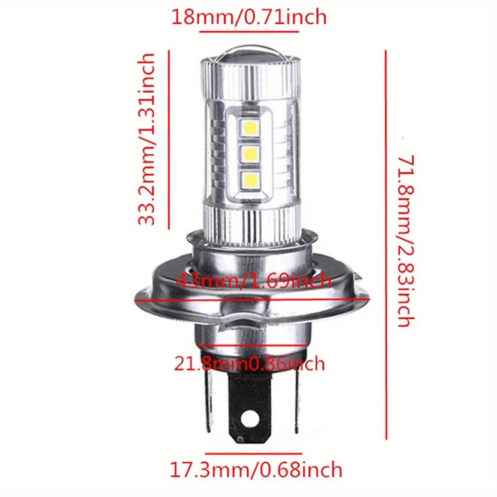 2팩 H4 울트라 화이트 LED 헤드라이트 6500K 고광도 LED 80W, 12V-24V, 80W, LED 헤드라이트, 2팩, 배터리 없음