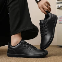 Oiaano Unisex Wide Toe Man Leather Black Shoes Woman Barefoot Leisure Sneaker Platform Zero Drop Light Breathable Working - Image 3