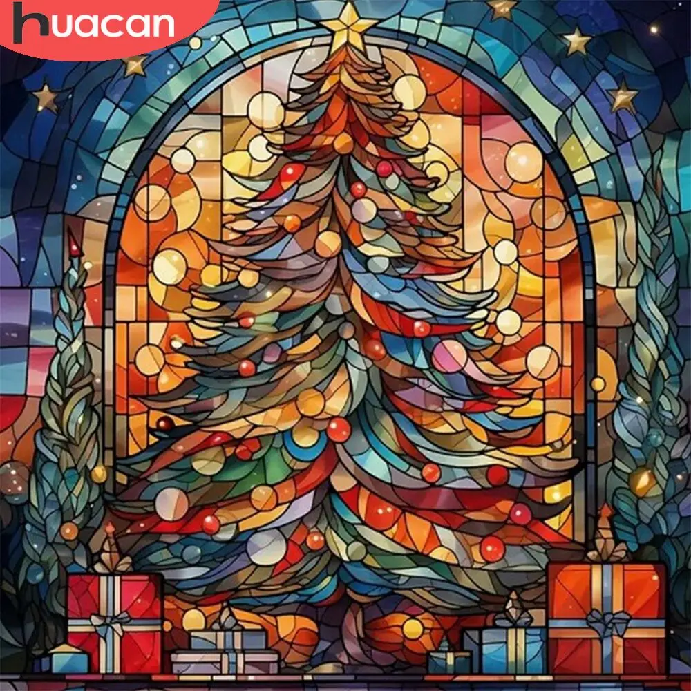 Huacan-風景画、クリスマスツリー、フルスクエアとラウンドドリル