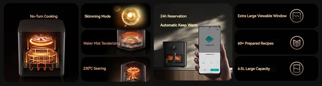 XIAOMI MIJIA-freidora de aire inteligente, horno multifuncional de gran  capacidad, bajo nivel de aceite, ligero