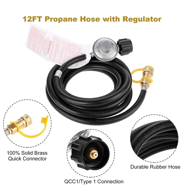 1set 12FT Propane Hose + Regulator 3/8 Quick Connect Disconnect fit Mr  Heater Grill Buddy