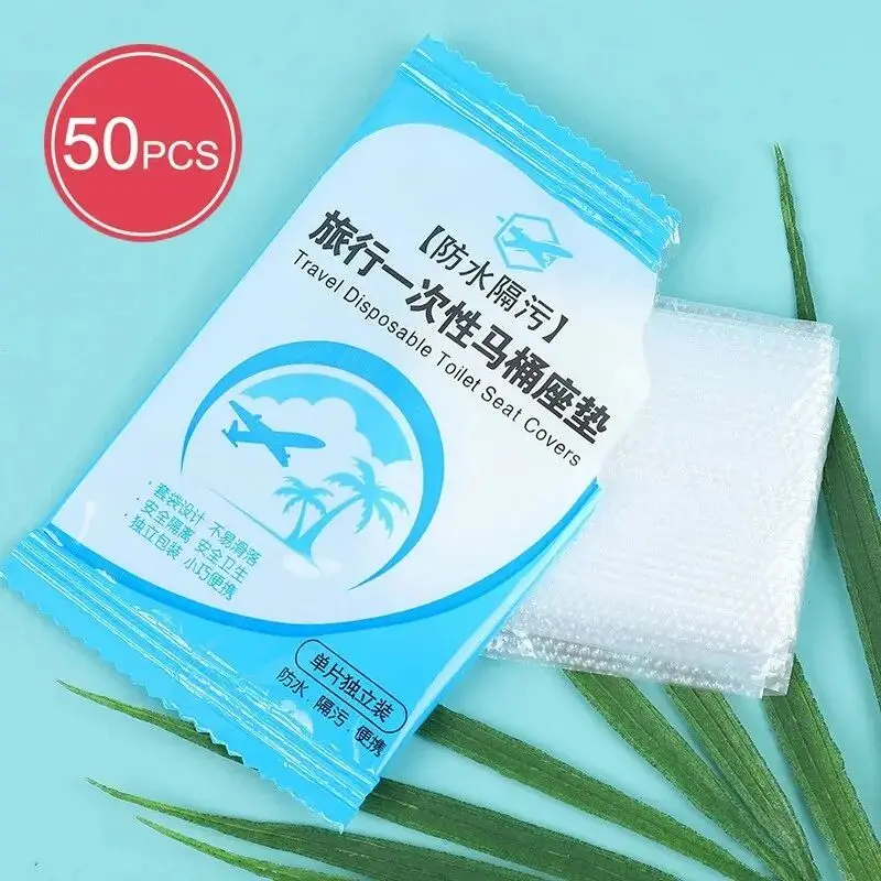 Disposable Plastic Toilet Seat Cover Waterproof Non Slip Individually Wrapped Toilet Seat Protectors 50Pcs