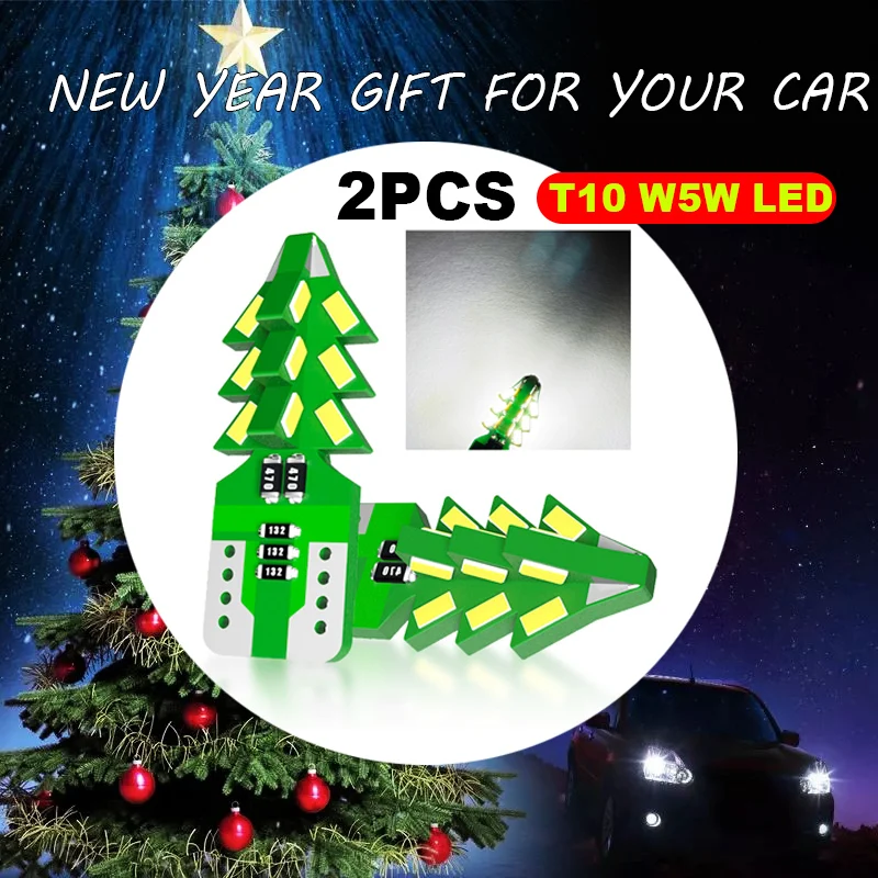 

2x Festival led T10 W5W Car Light 24smd 3014 Emc Chips Lamp Bulb Auto Dome License Plate Lighting White Chritmas styling gift